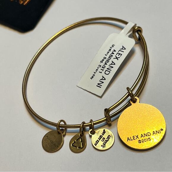 ALEX AND ANI Gold Tone Four-Leaf Clover Bangle Bracelet Lucky Expandable NWT - Picture 4 of 6